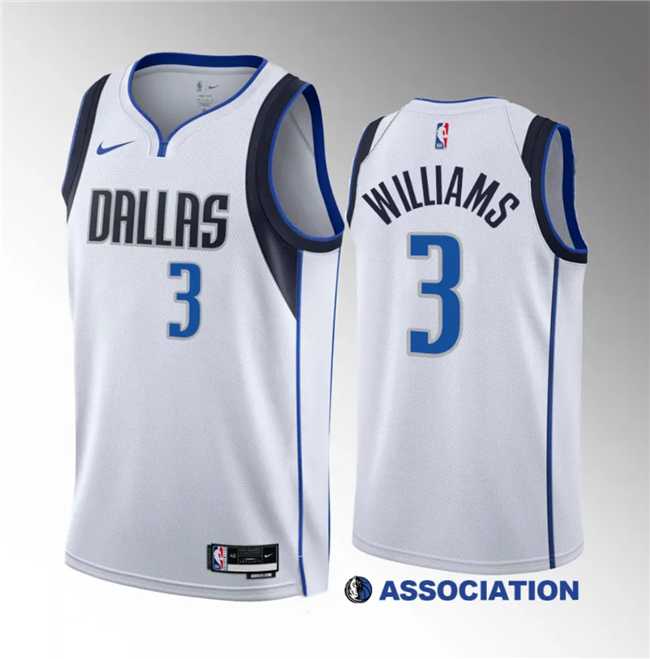 Men%27s Dallas Mavericks #3 Grant Williams White Association Edition Stitched Basketball Jersey Dzhi